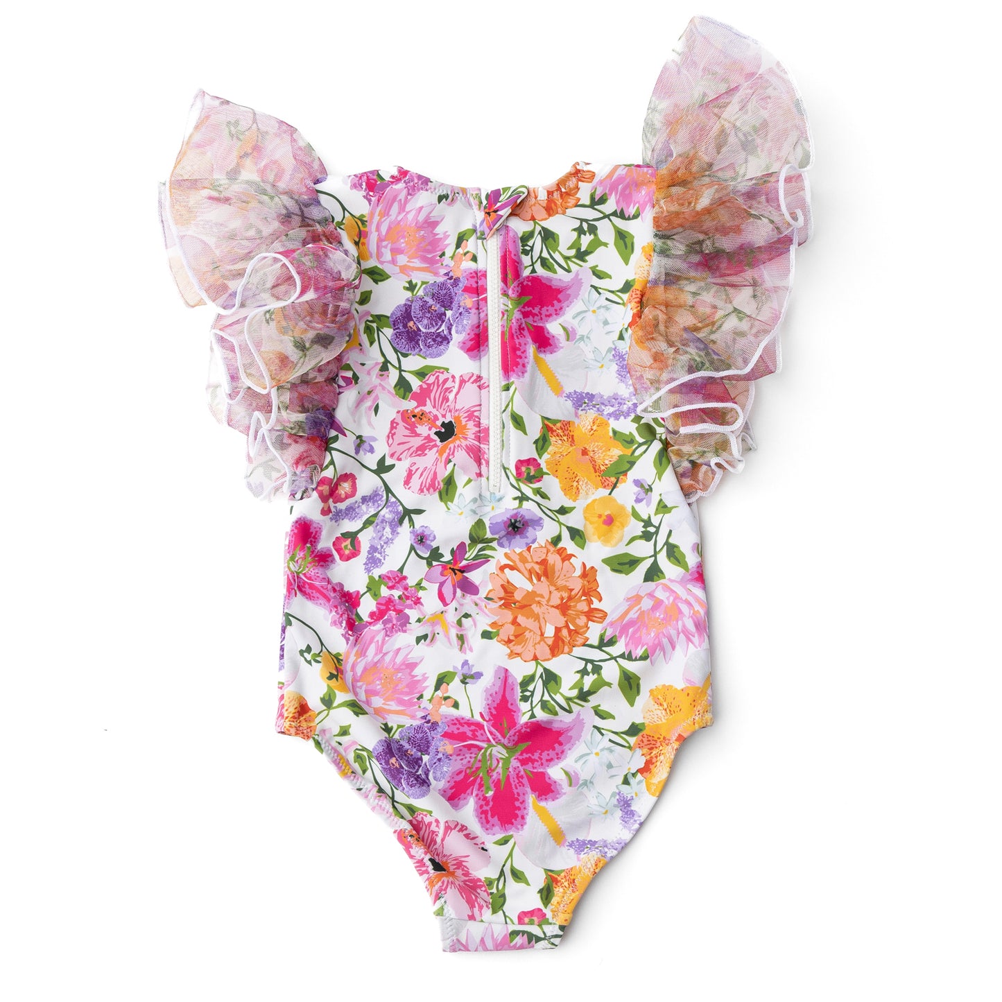 Summer Gardens Tulle Sleeve One Piece Swimsuit
