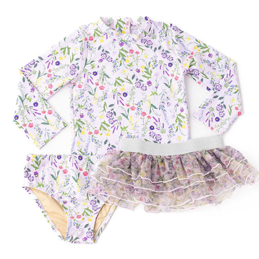 Wildflower Fields Rashguard Tutu Swim Set