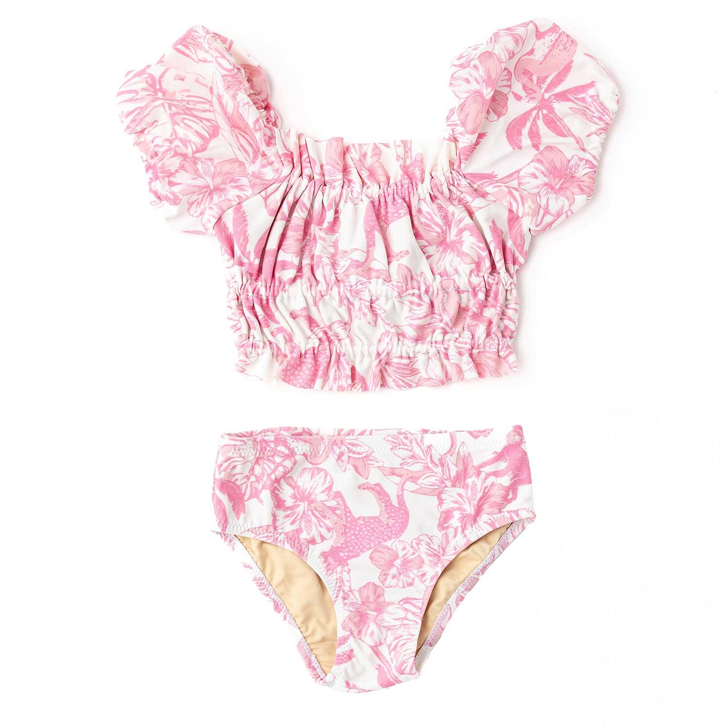 Puff Sleeve Pink Paradise Swimsuit