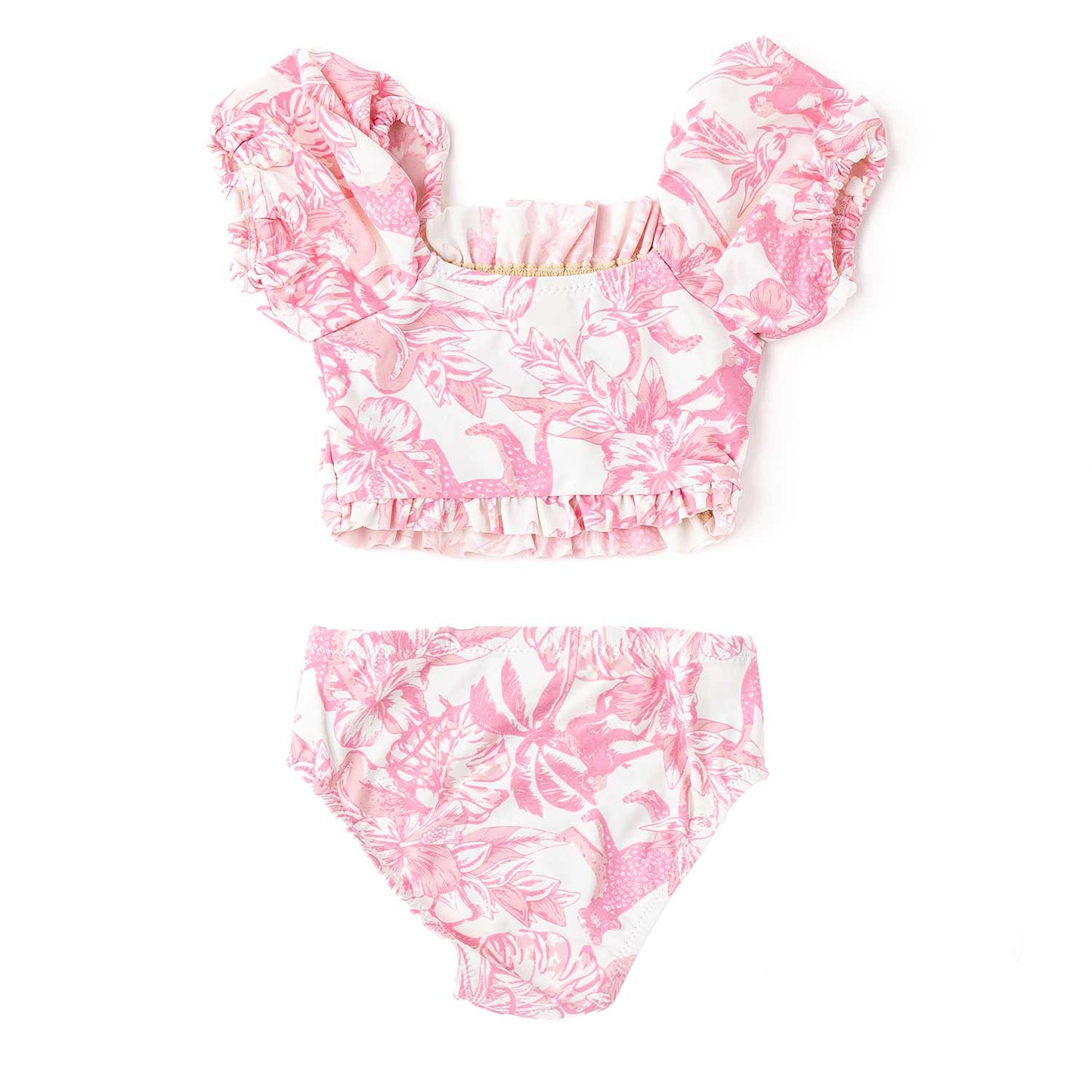 Puff Sleeve Pink Paradise Swimsuit