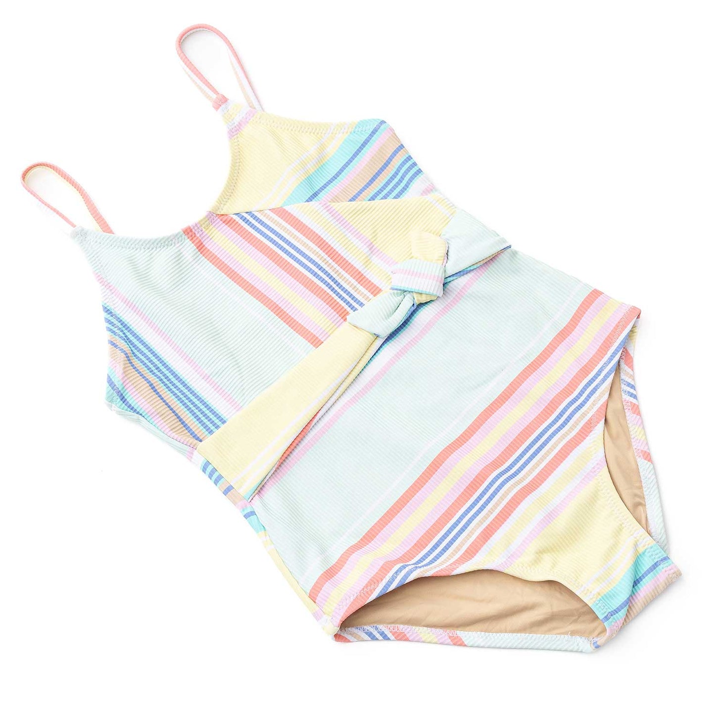 Surfer Stripe Faux Wrap Swimsuit