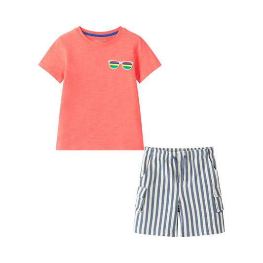 Coral Sunglasses Stripe Short Set