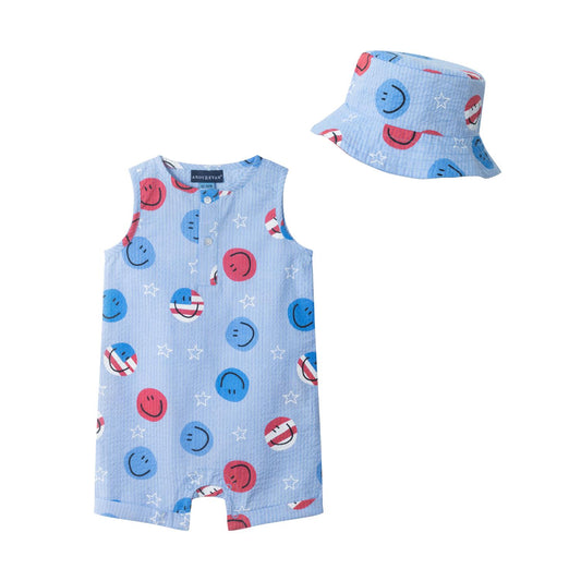 Patriotic Henley Romper & Hat