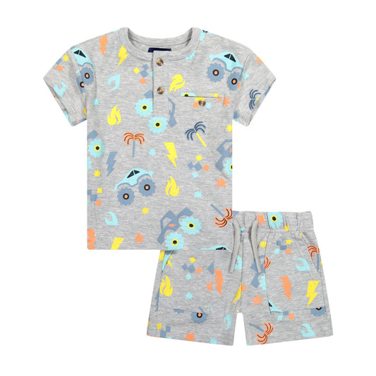 Truck Graphics Henley Shorts Set