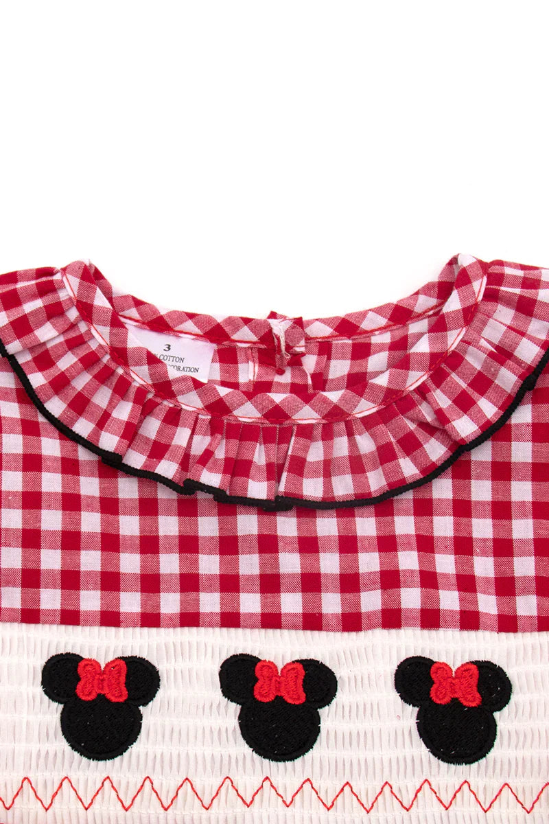 Minnie Mouse Smocked Red Gingham Shorts Set