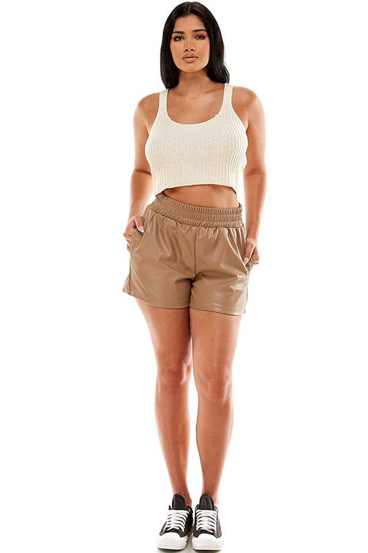 High Waist Faux Leather Short