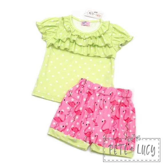 Fancy Flamingos Two Piece Short Set