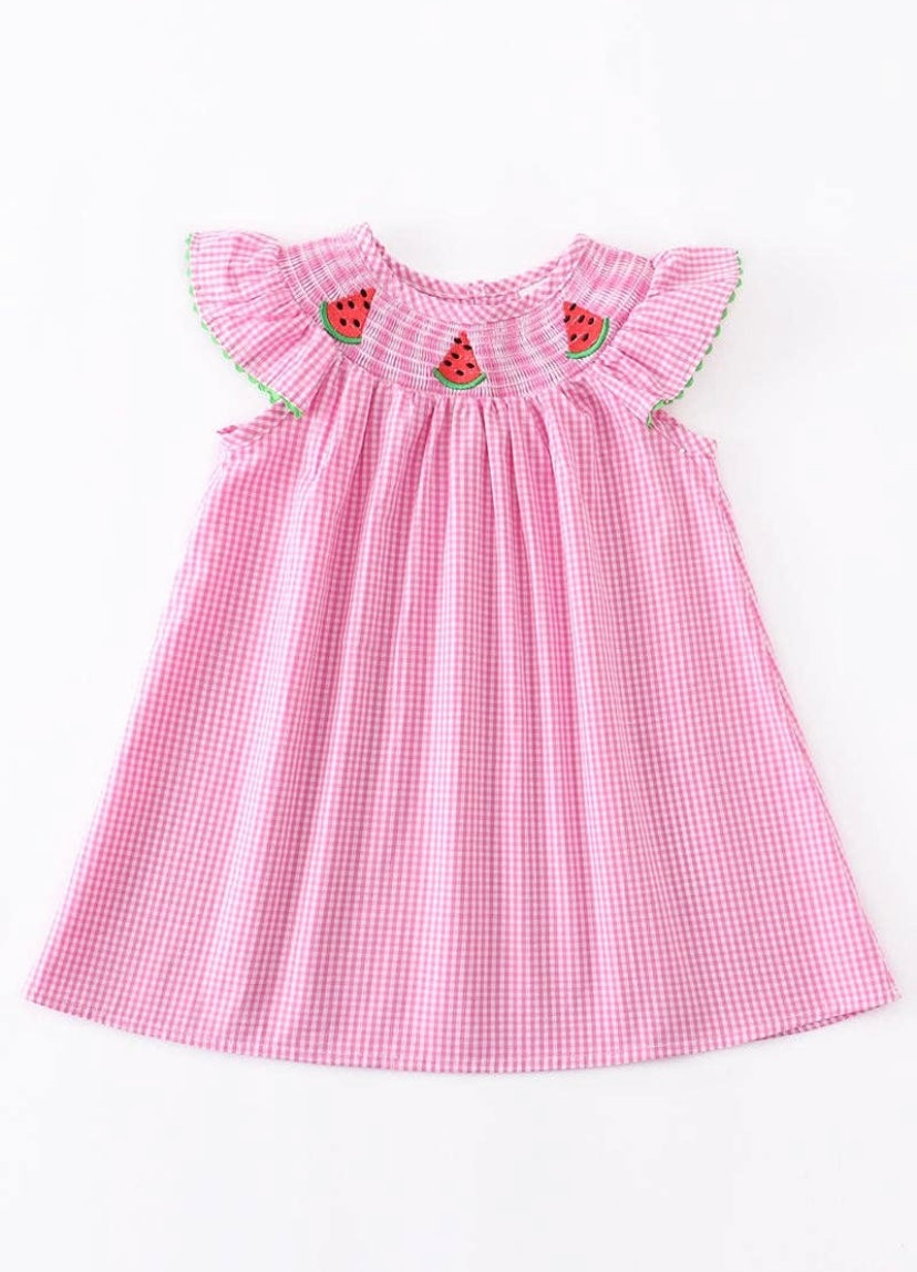 Smocked Pink Watermelon Dress