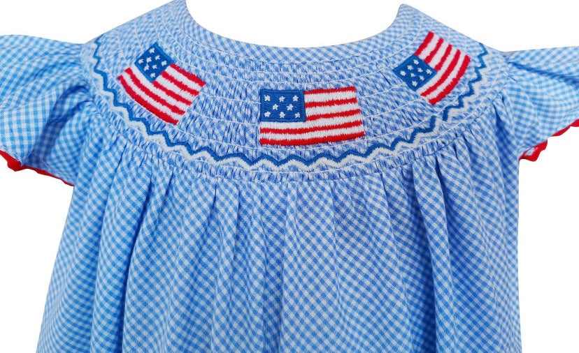 Patriotic USA Flag Smocked Dress