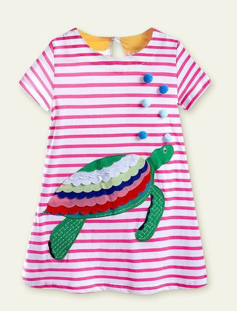 Girls Striped Turtle Dress